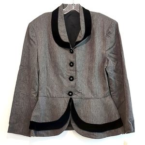 Vtg Anna Sui wool blend blazer w/ velvet trim sz L USA made 1989 collection